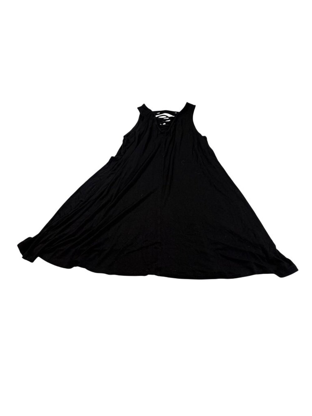 Alga dress Large Womens Black Strappy Back v neck Top Rayon Blend (HH232)